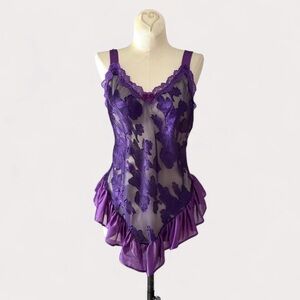 80s Purple Lace Lingerie Camisole Set
